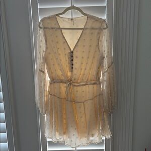Sheer Cream Polka Dot Dress